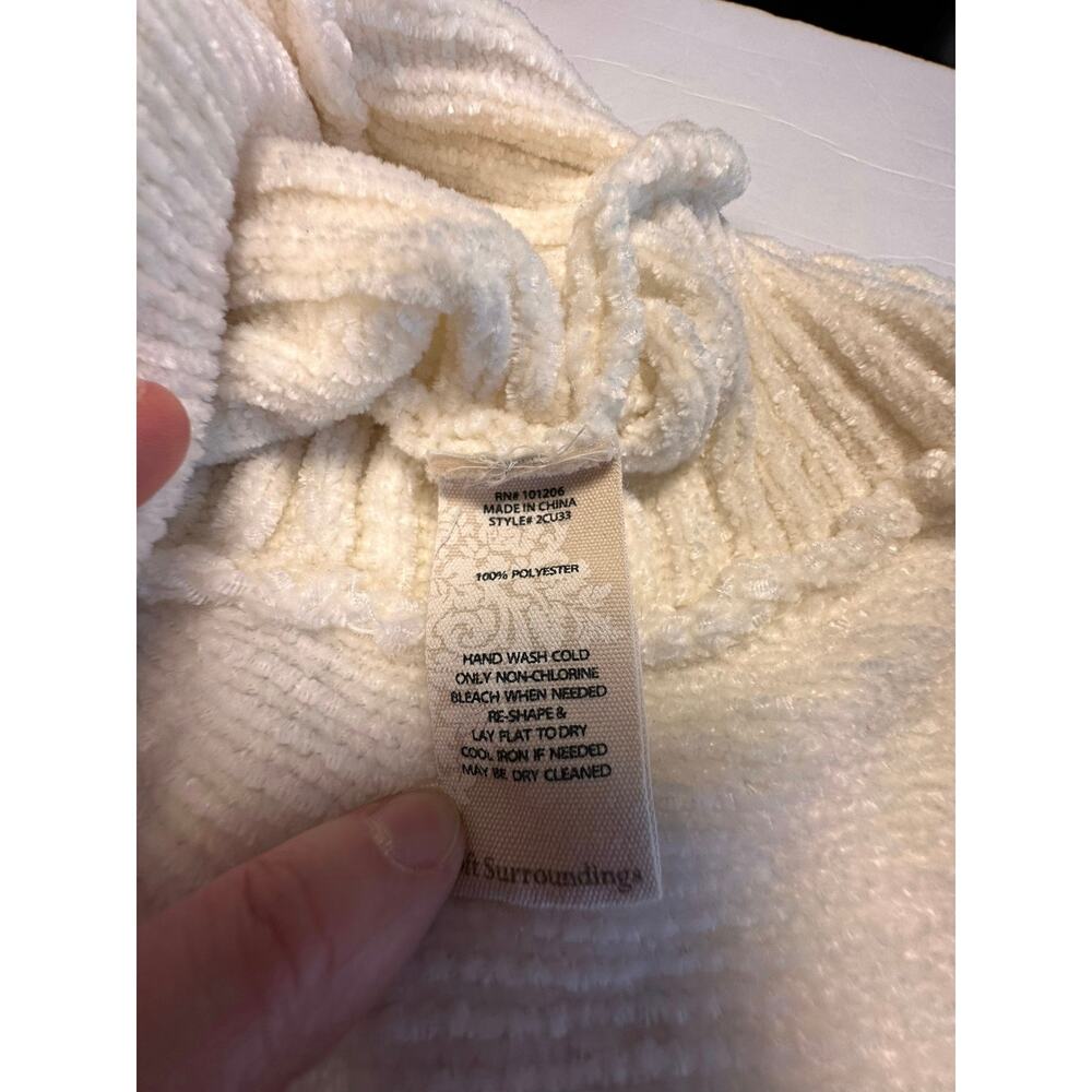 Soft Surroundings Chenille Cozy Cowl Neck Sweater – Cream – Size L Cottagecore - Picture 5 of 7